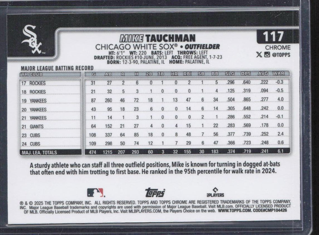 2025 Topps Chrome #117 Mike Tauchman X-Fractors