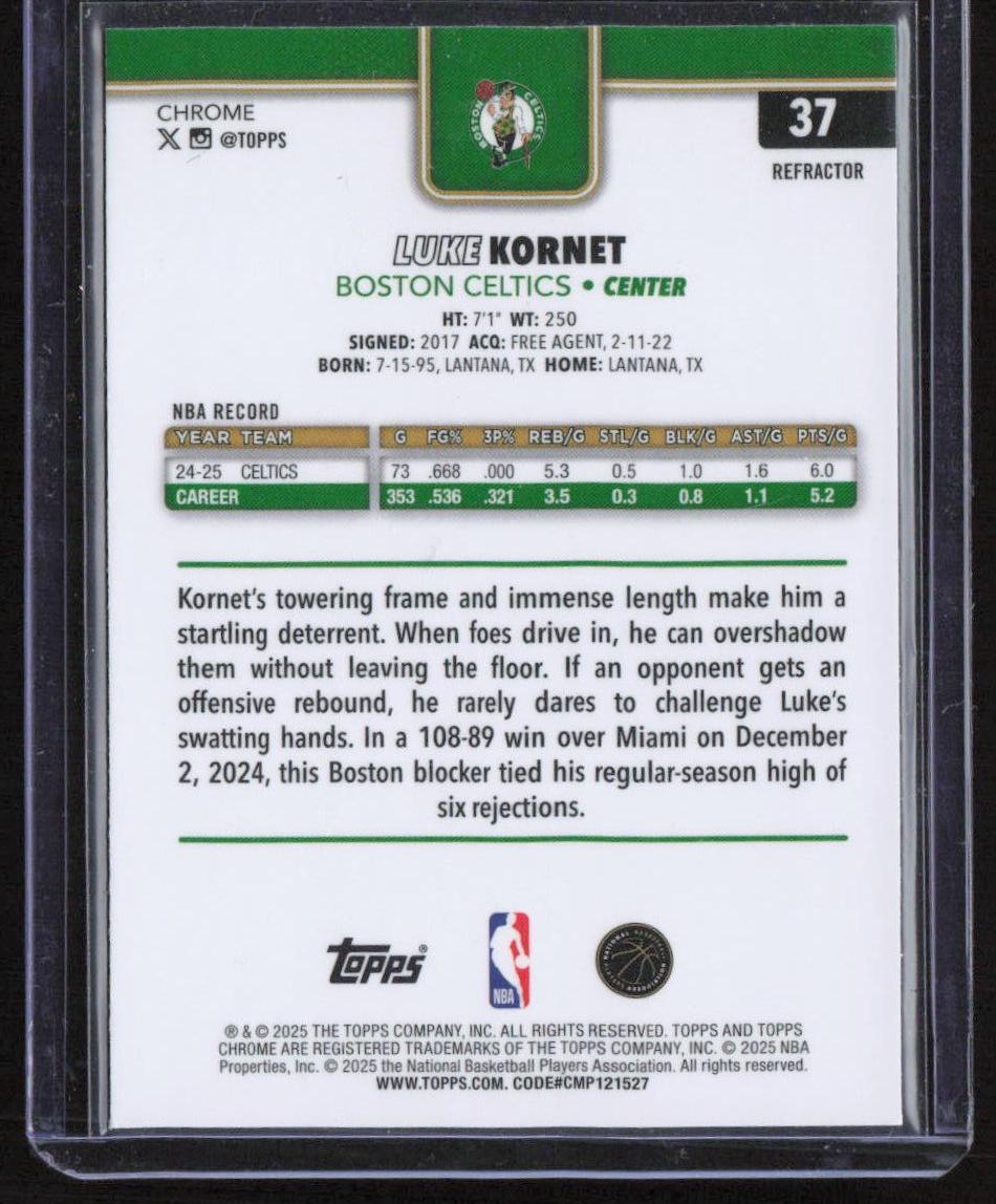 2025-26 Topps Chrome #37 Luke Kornet Refractor