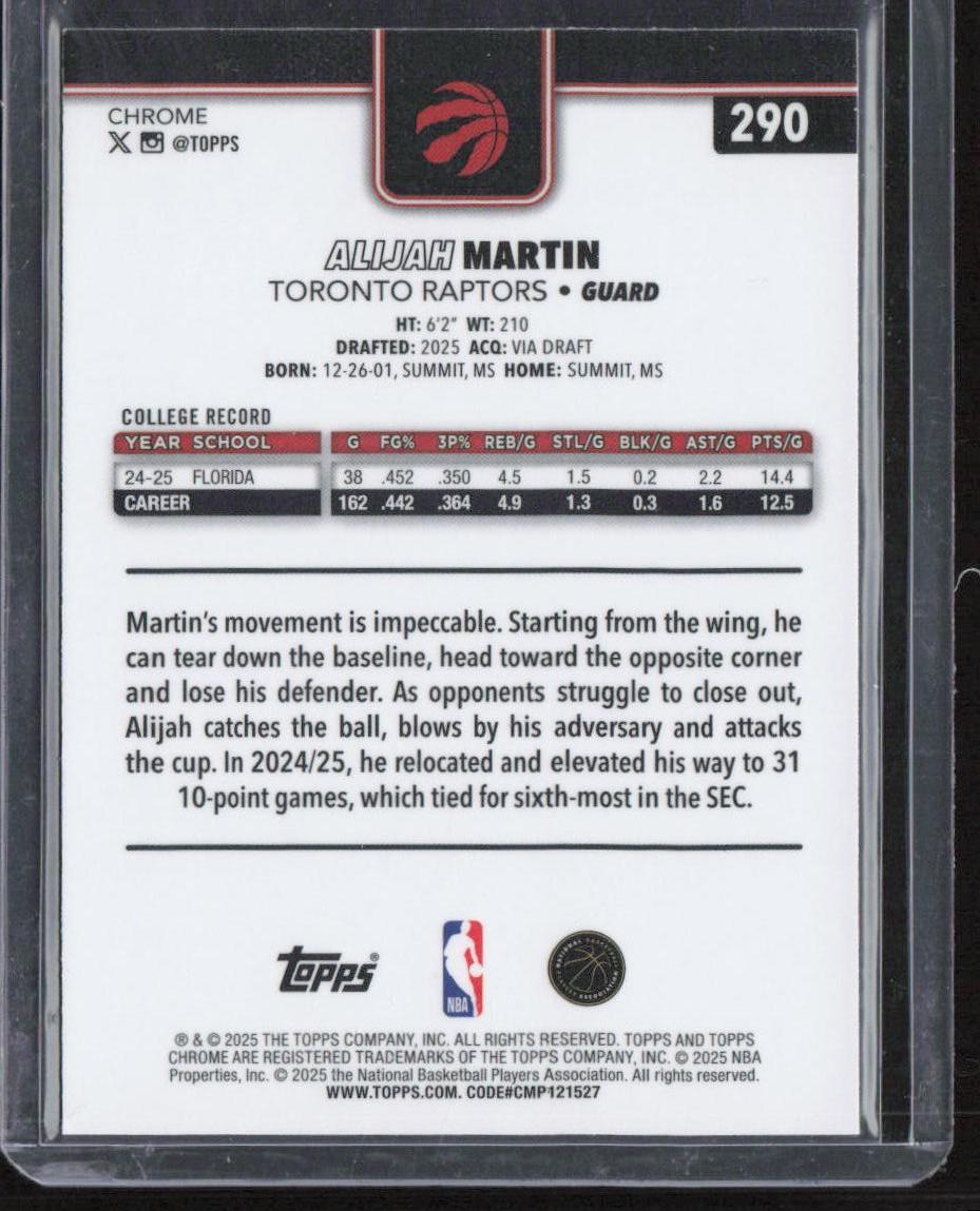 2025-26 Topps Chrome #290 Alijah Martin Refractor