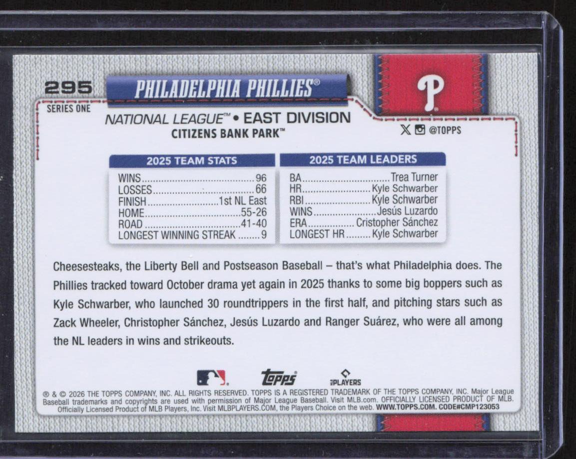 2026 Topps #295 Philadelphia Phillies Rainbow Foil