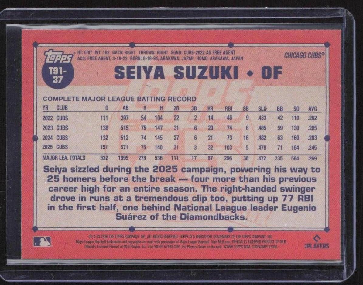 2026 Topps #T91-37 Seiya Suzuki 1991 Topps 35th Anniversary (Series 1)