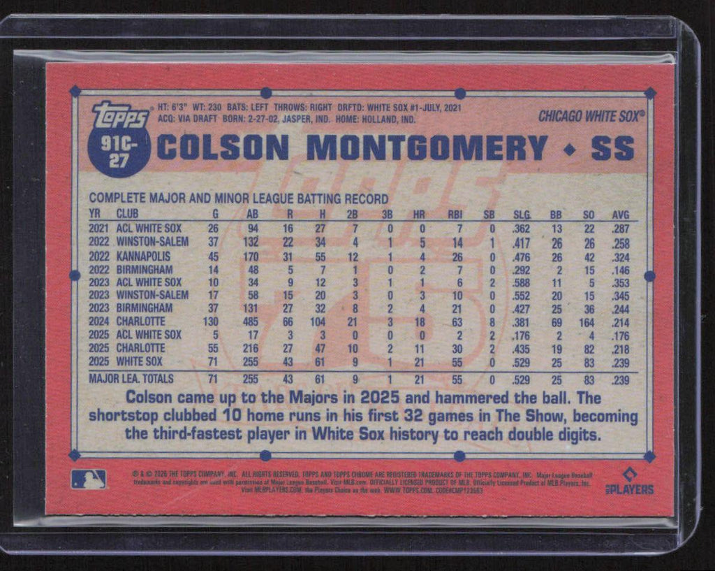 2026 Topps #91C-27 Colson Montgomery 1991 Topps 35th Anniversary Chrome Series 1