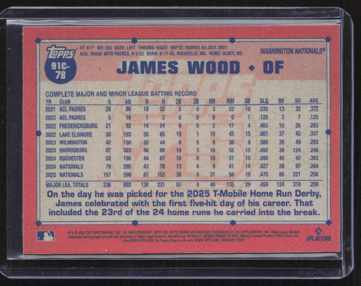 2026 Topps #91C-78 James Wood 1991 Topps 35th Anniversary Chrome (Series 1)