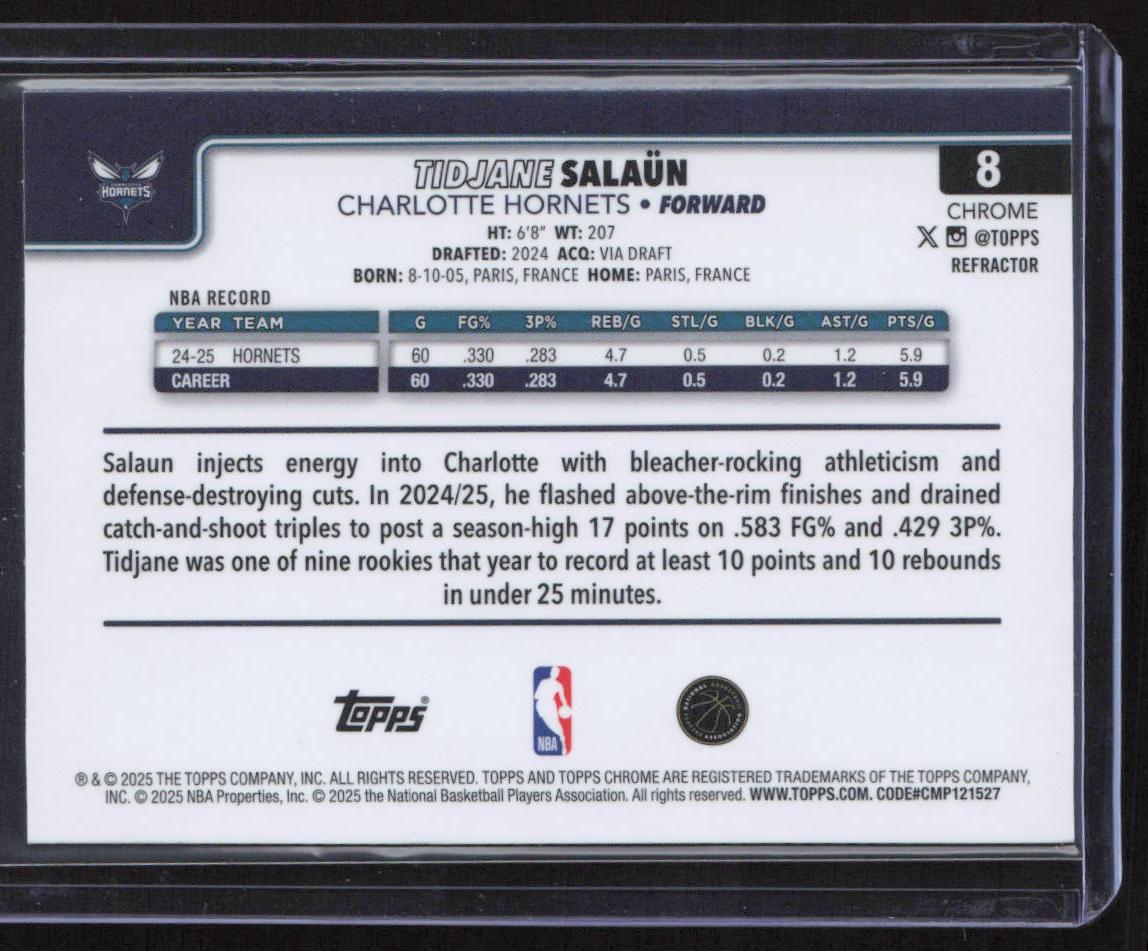 2025-26 Topps Chrome #8 Tidjane Salaün Refractor