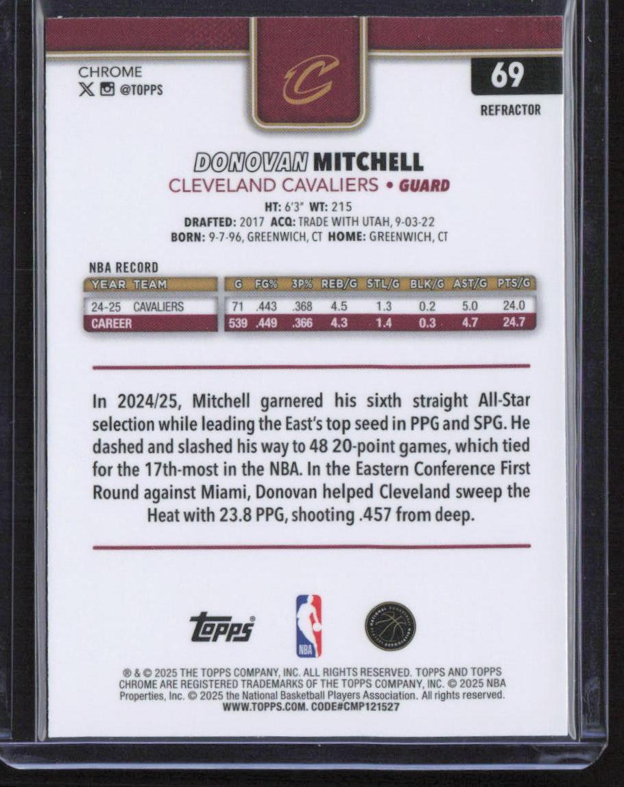 2025-26 Topps Chrome #69 Donovan Mitchell Refractor