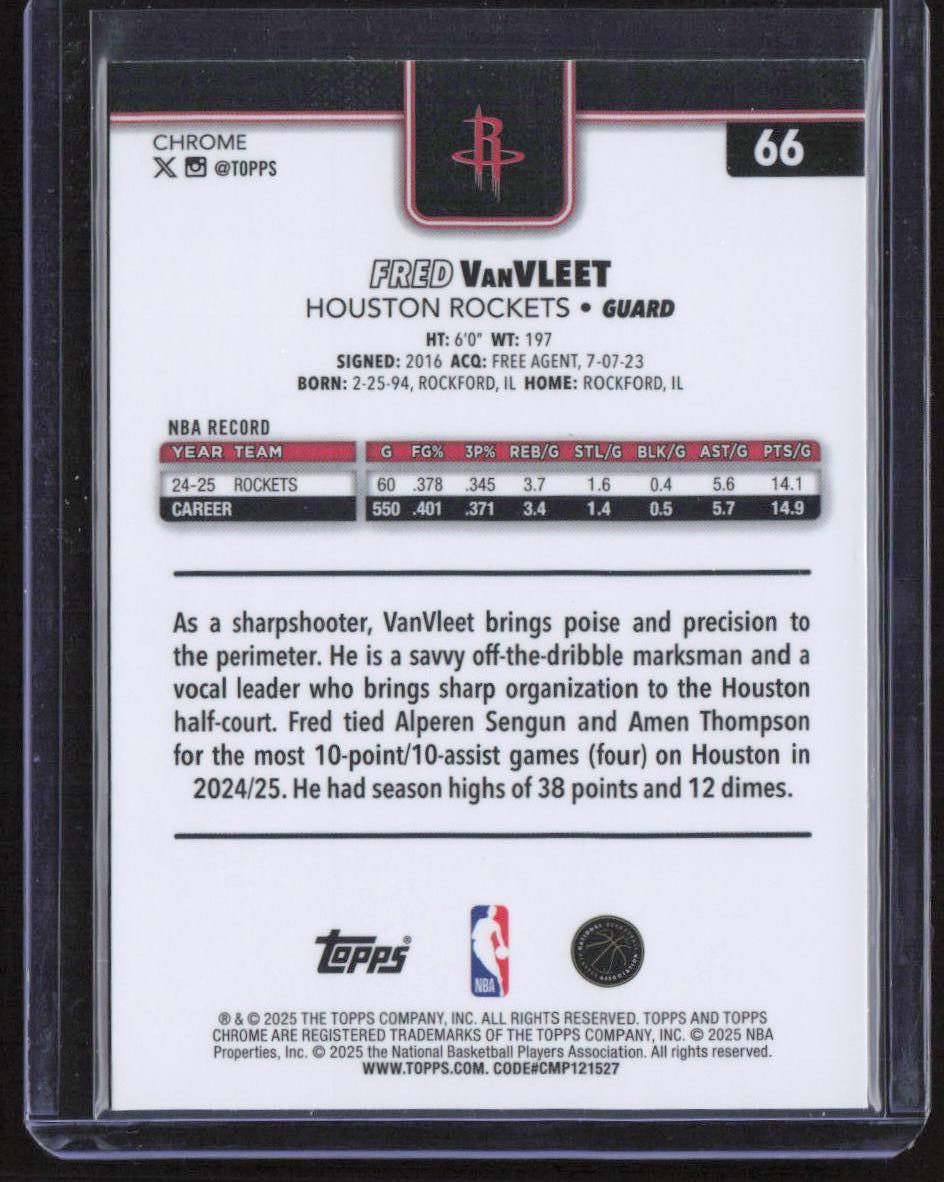2025-26 Topps Chrome #66 Fred VanVleet Pulsar Refractor