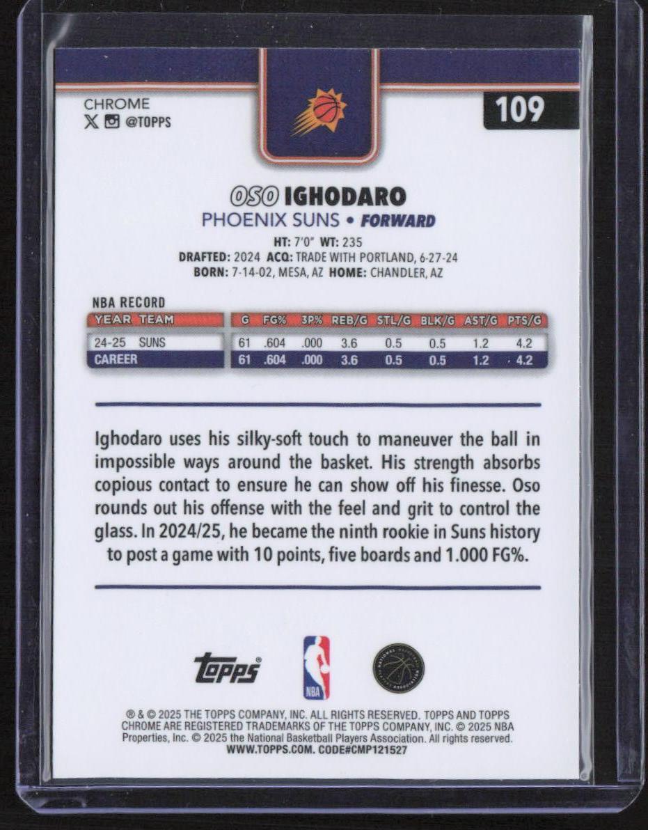 2025-26 Topps Chrome #109 Oso Ighodaro Pulsar Refractor