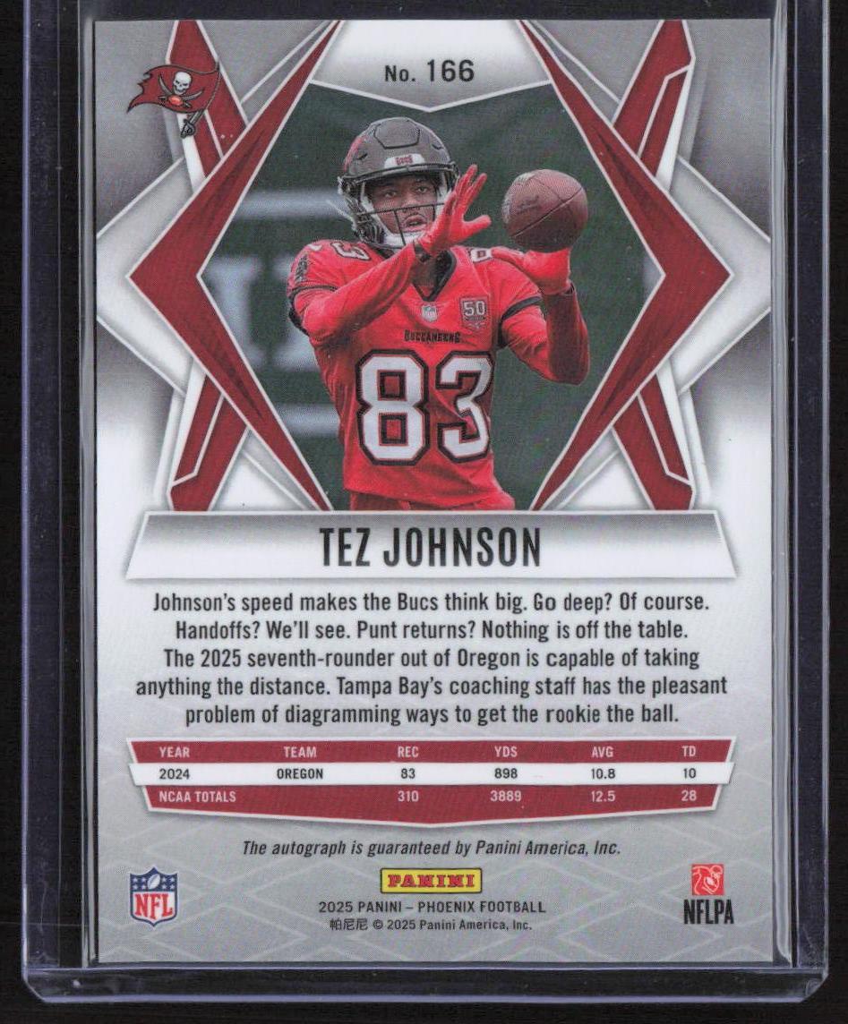 2025 Panini Phoenix #166 Tez Johnson Base Rookie Autographs Silver Pandora Prizm