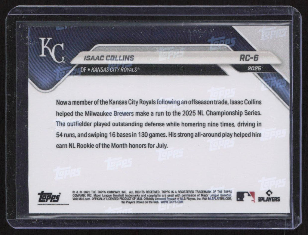2025 Topps Now Rookie Cup #RC-6 Isaac Collins Black Foil #/10