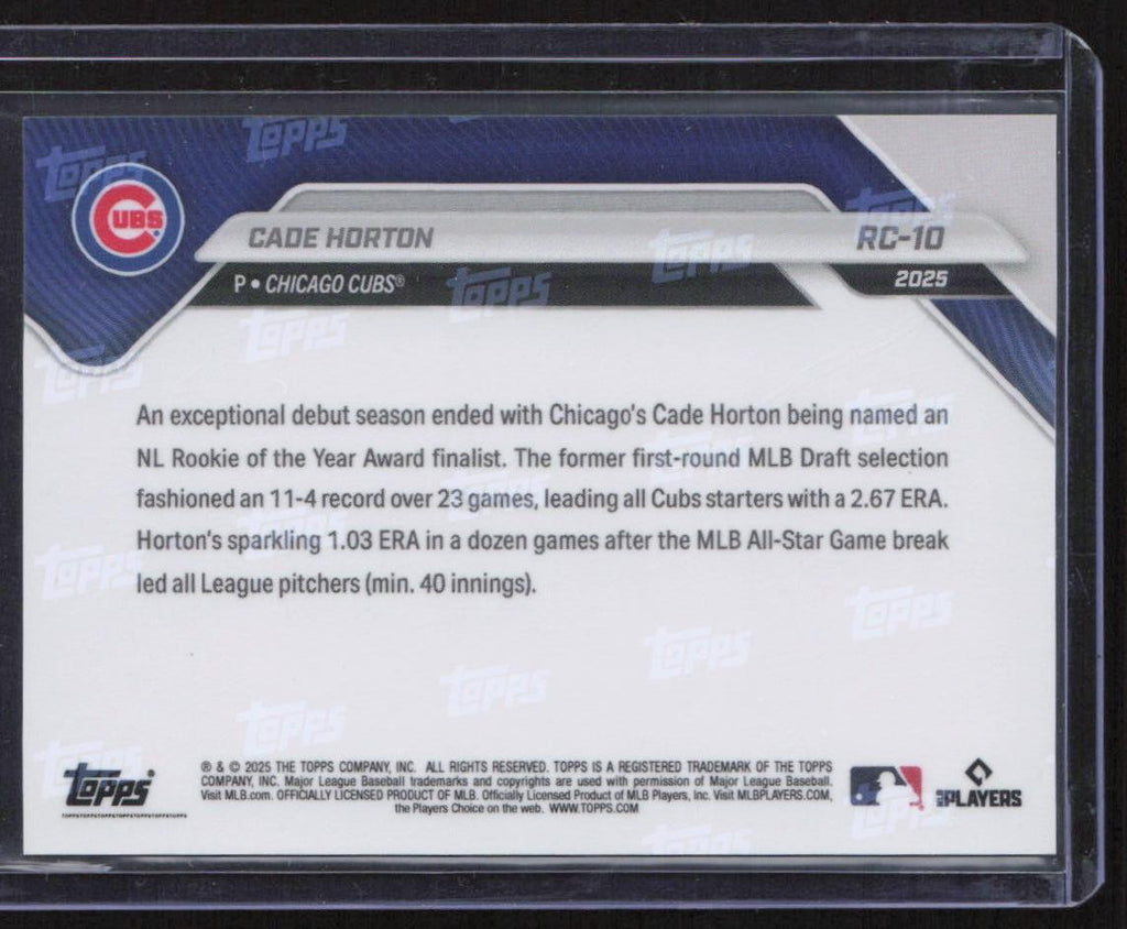 2025 Topps Now Rookie Cup #RC-10 Cade Horton Green Foil #/99