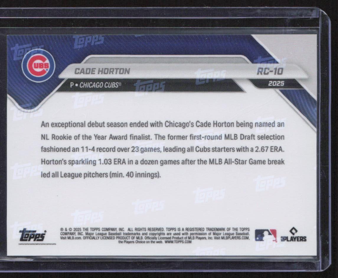2025 Topps Now Rookie Cup #RC-10 Cade Horton Green Foil #/99