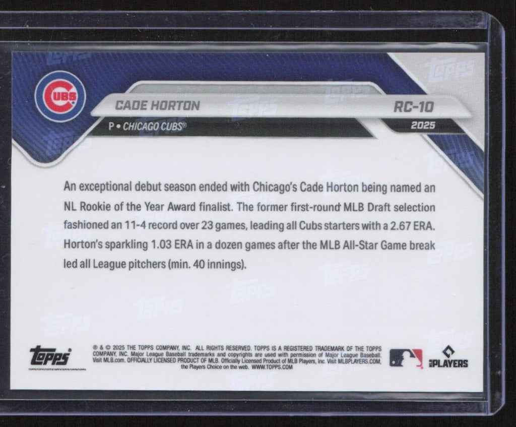 2025 Topps Now Rookie Cup #RC-10 Cade Horton Green Foil #/99