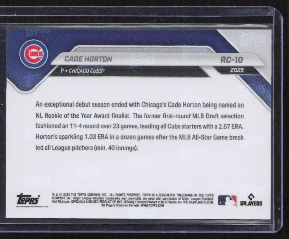 2025 Topps Now Rookie Cup #RC-10 Cade Horton Green Foil #/99