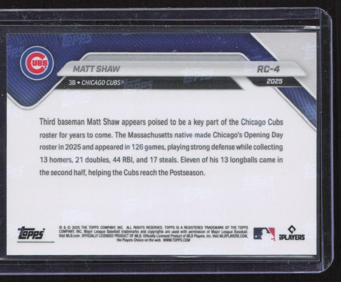 2025 Topps Now Rookie Cup #RC-4 Matt Shaw Rainbow Foil