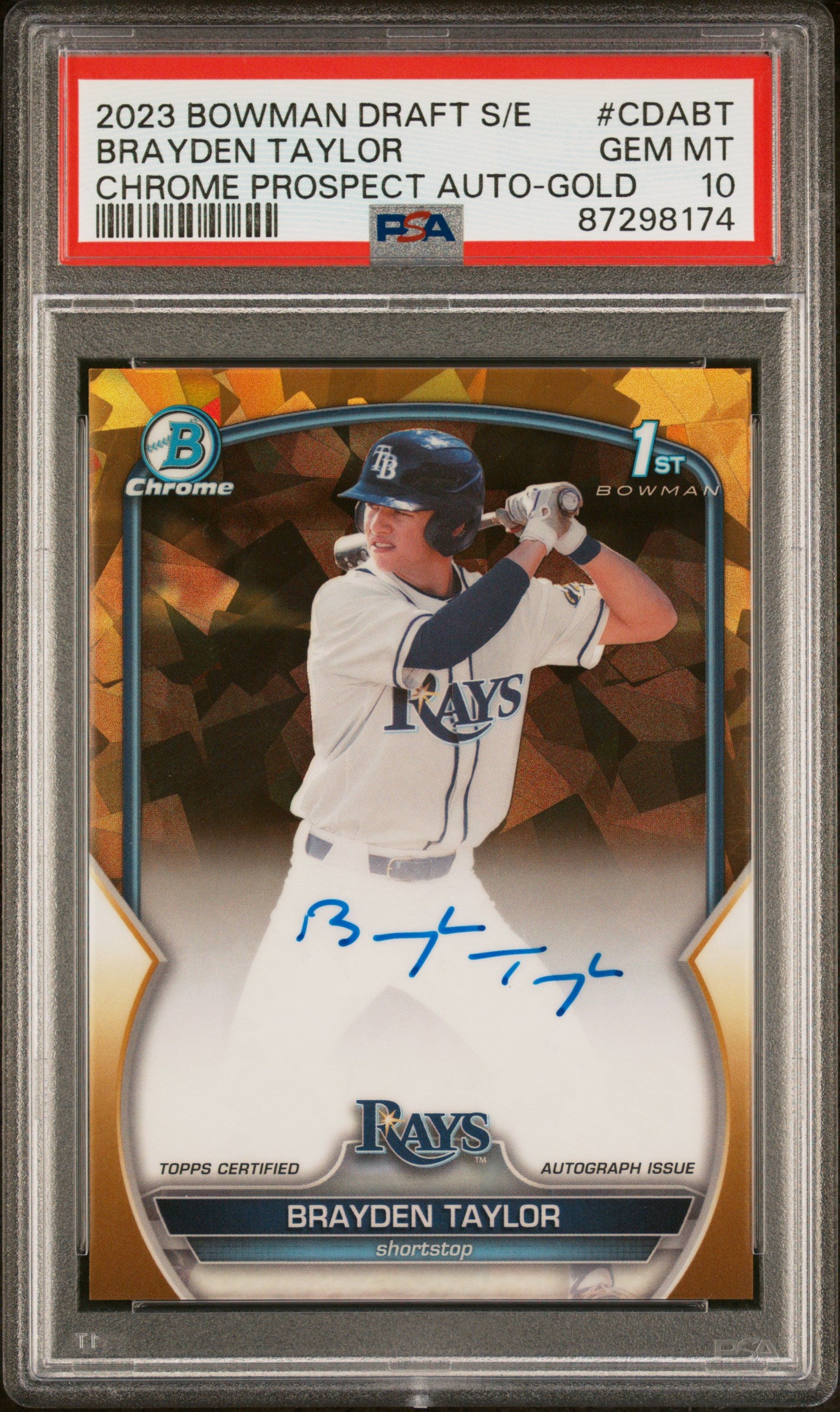 2023 Bowman Draft Sapphire #CDA-BT Brayden Taylor Autographs Gold PSA 10 #/50