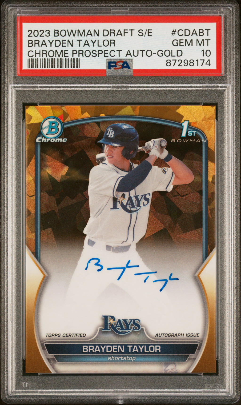 2023 Bowman Draft Sapphire #CDA-BT Brayden Taylor Autographs Gold PSA 10 #/50