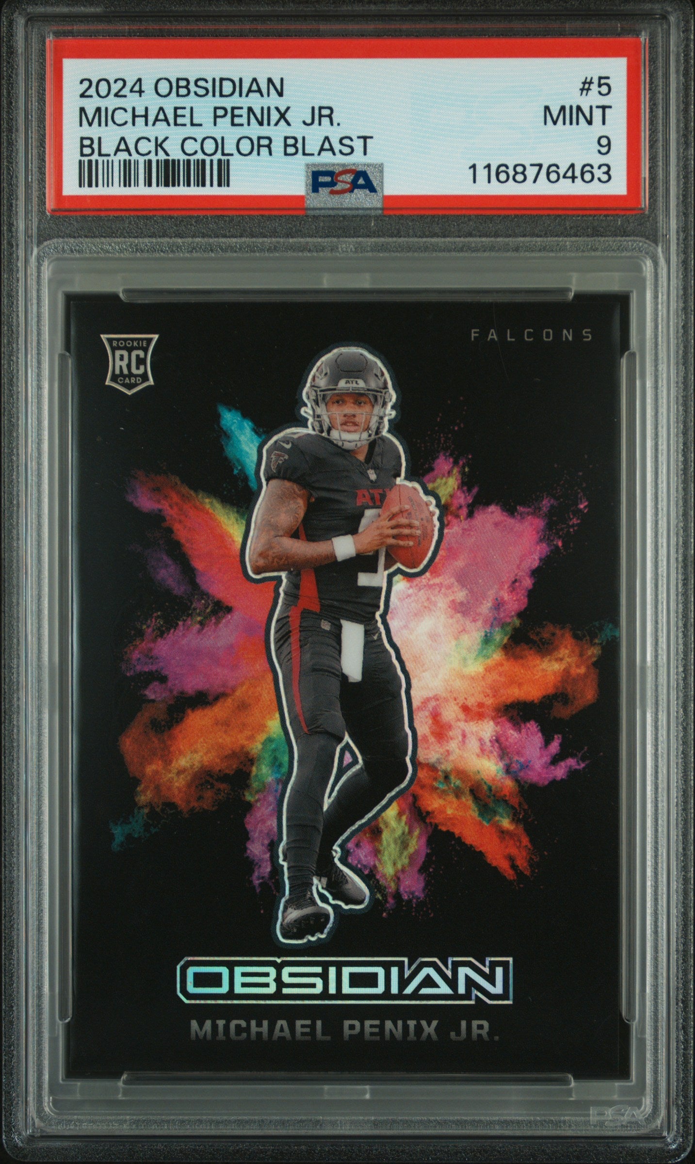 2024 Panini Obsidian #5 Michael Penix Jr. Black Color Blast PSA 9