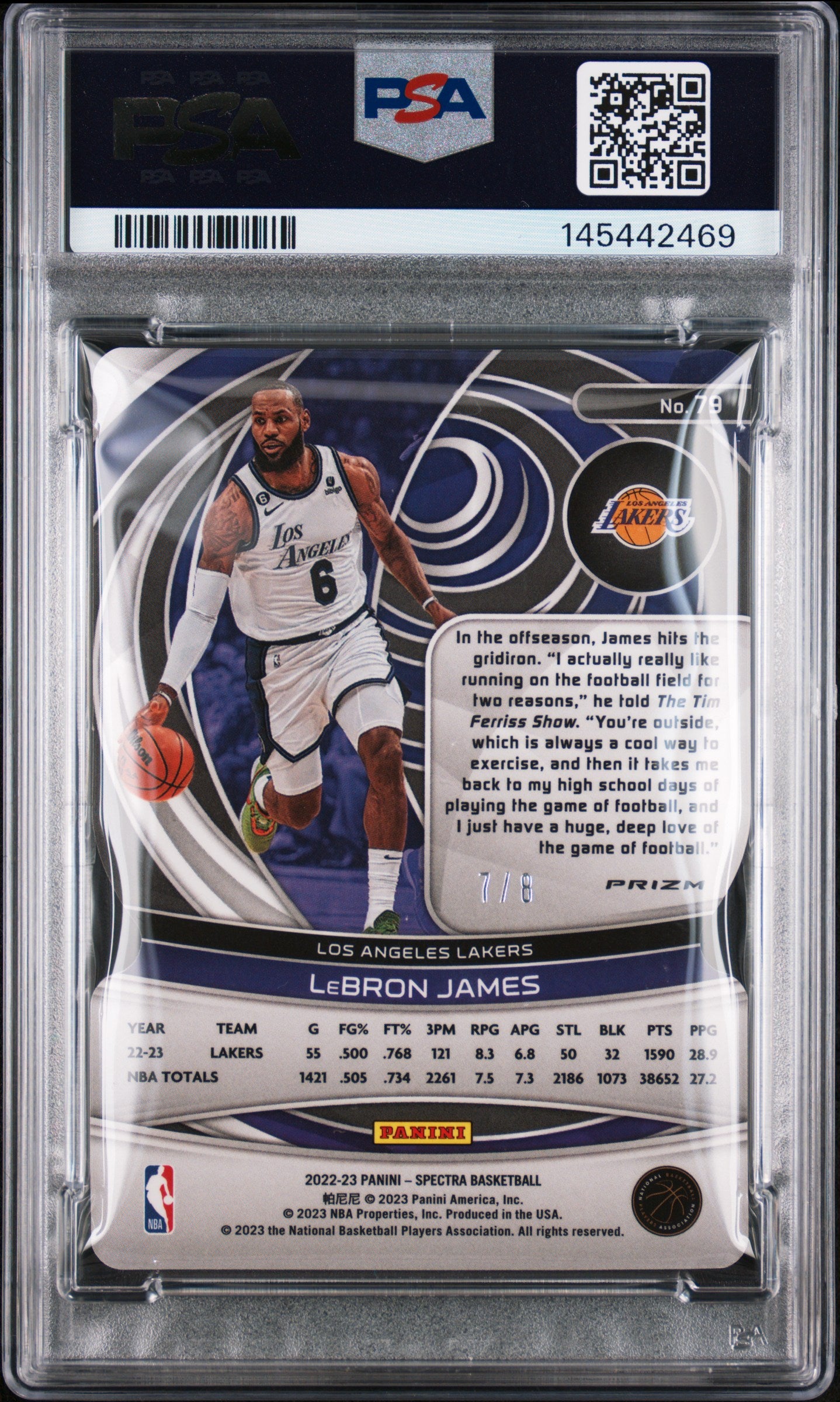 2022-23 Panini Spectra #79 LeBron James Universal Die Cut PSA 8 #/8