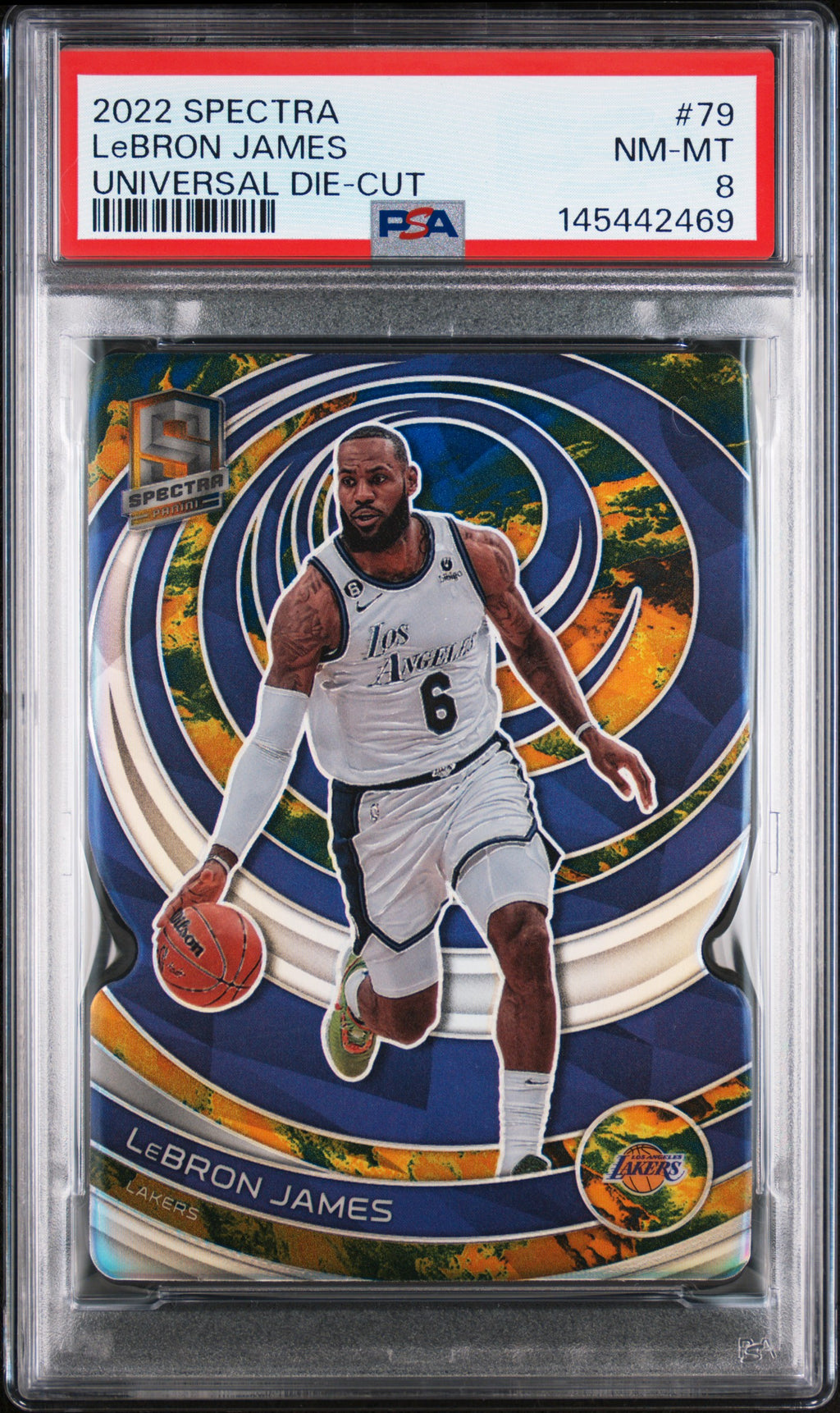 2022-23 Panini Spectra #79 LeBron James Universal Die Cut PSA 8 #/8