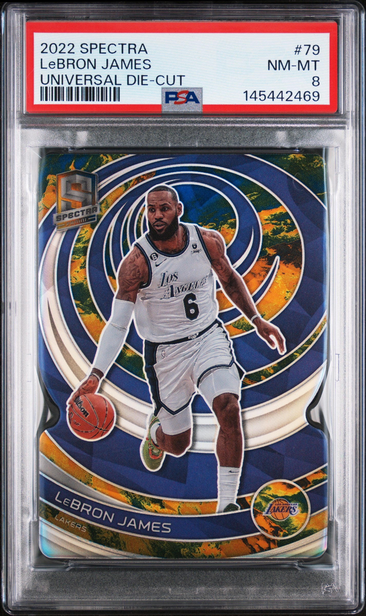 2022-23 Panini Spectra #79 LeBron James Universal Die Cut PSA 8 #/8