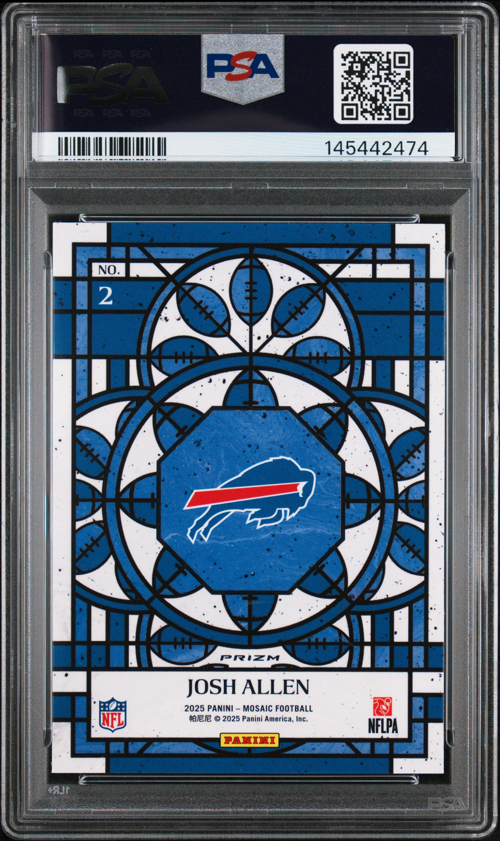 2025 Panini Mosaic #2 Josh Allen Stained Glass PSA 9