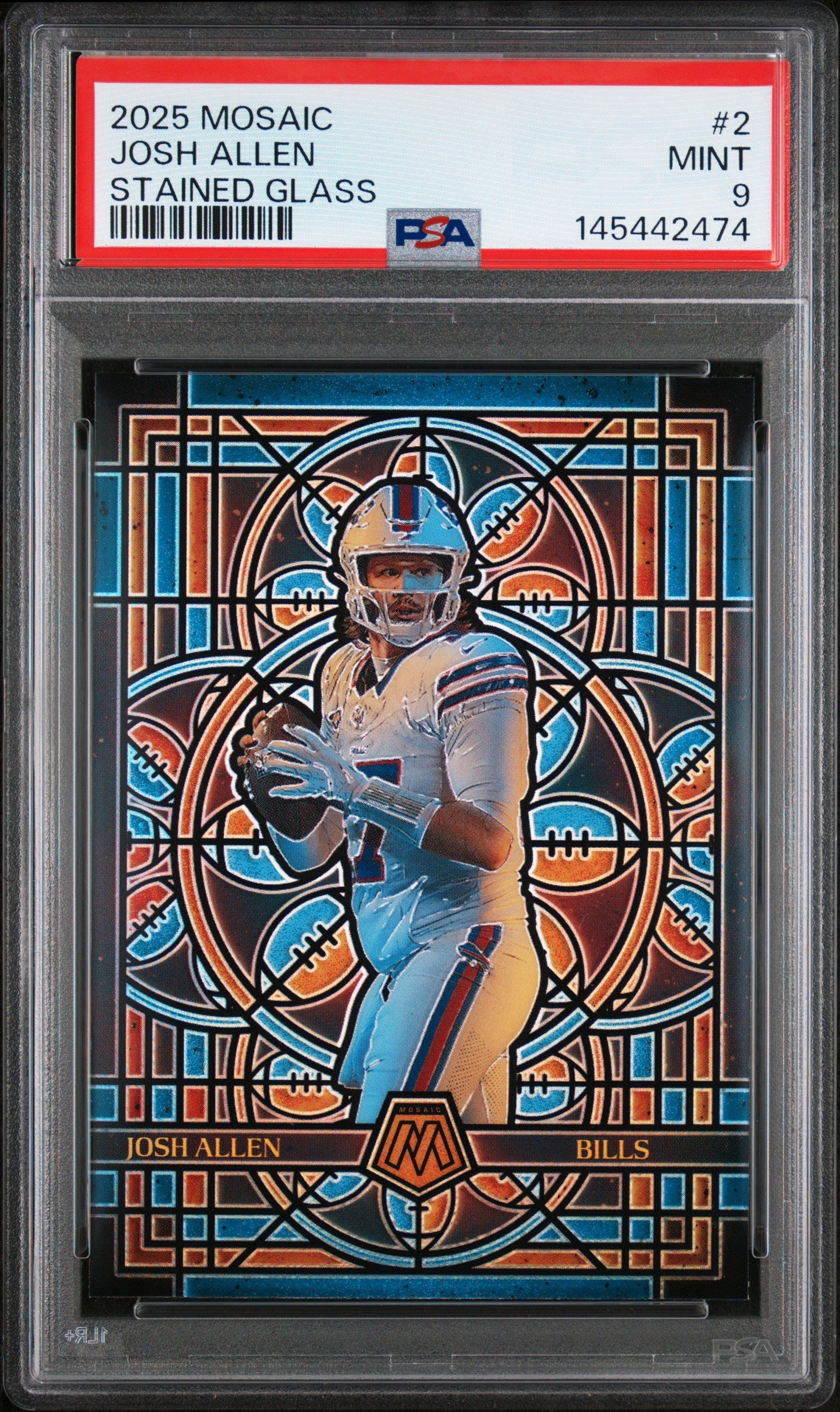 2025 Panini Mosaic #2 Josh Allen Stained Glass PSA 9