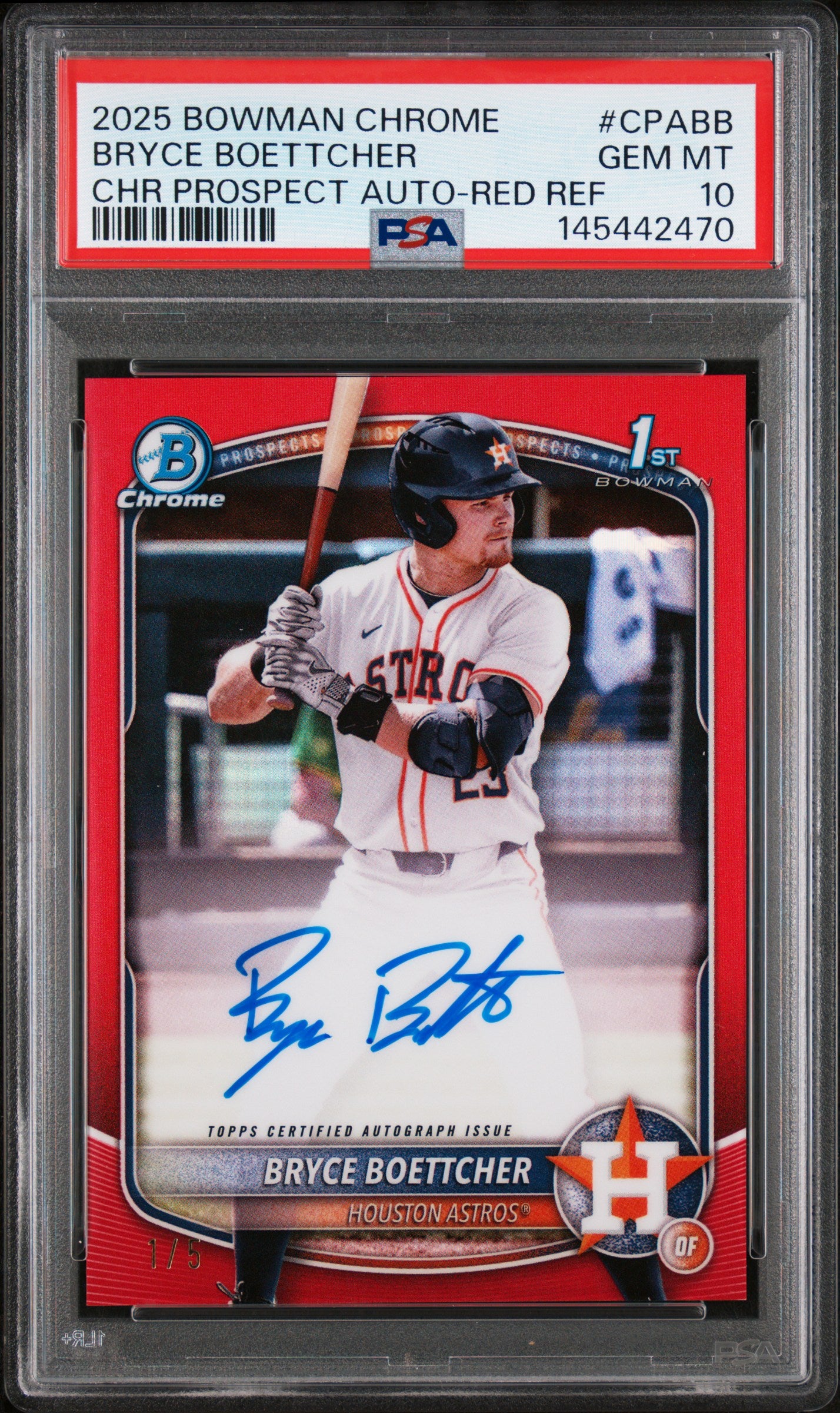 2025 Bowman Chrome #CPA-BB Bryce Boettcher Prospect Autographs Red PSA 10 #/5