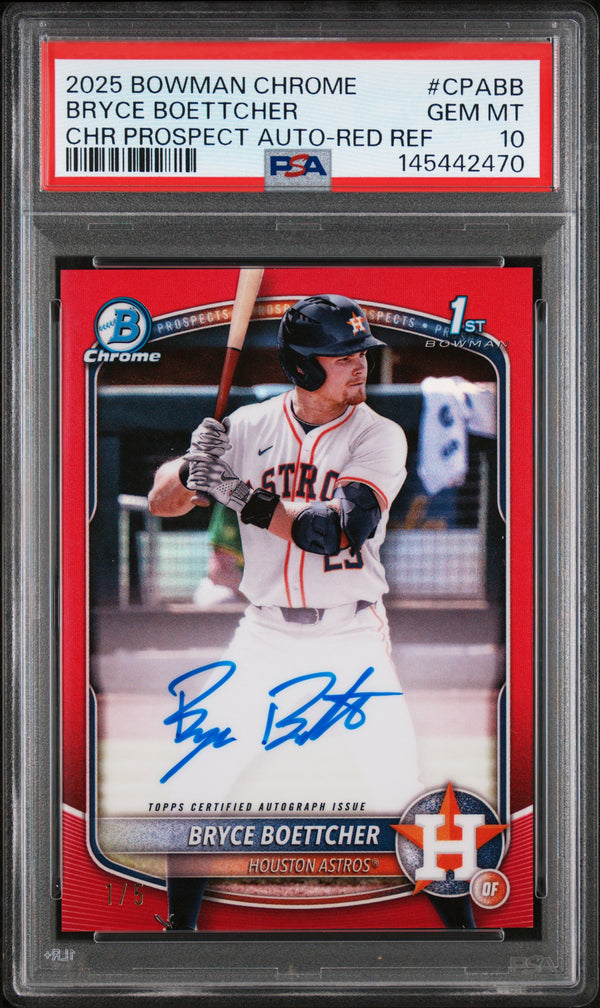 2025 Bowman Chrome #CPA-BB Bryce Boettcher Prospect Autographs Red PSA 10 #/5