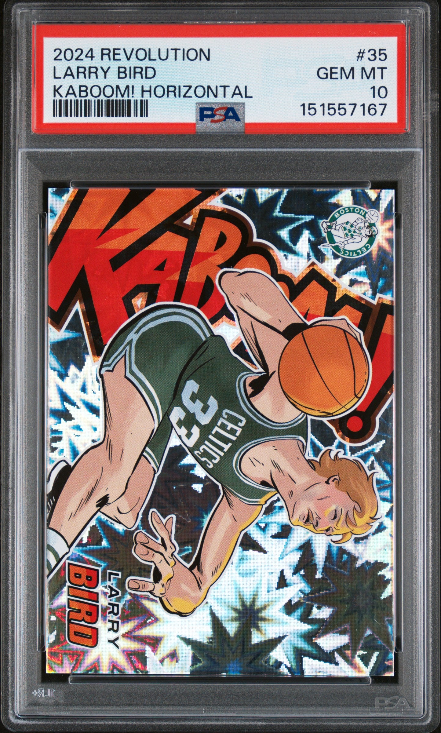 2024-25 Panini Revolution #35 Larry Bird Kaboom! Horizontal PSA 10