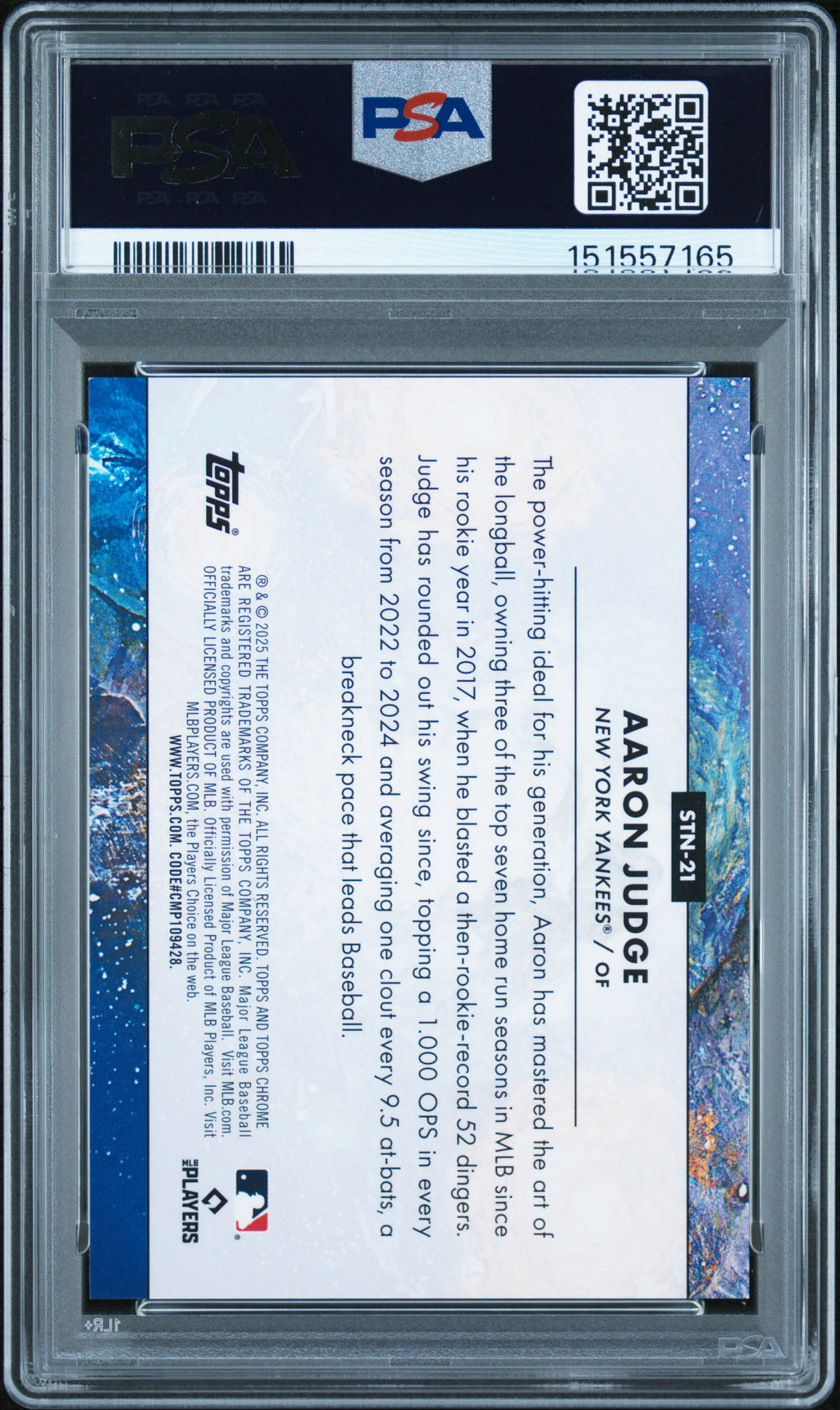 2025 Cosmic Chrome Aaron Judge 21 Stars in the Night Gold Interstellar PSA 9 /50