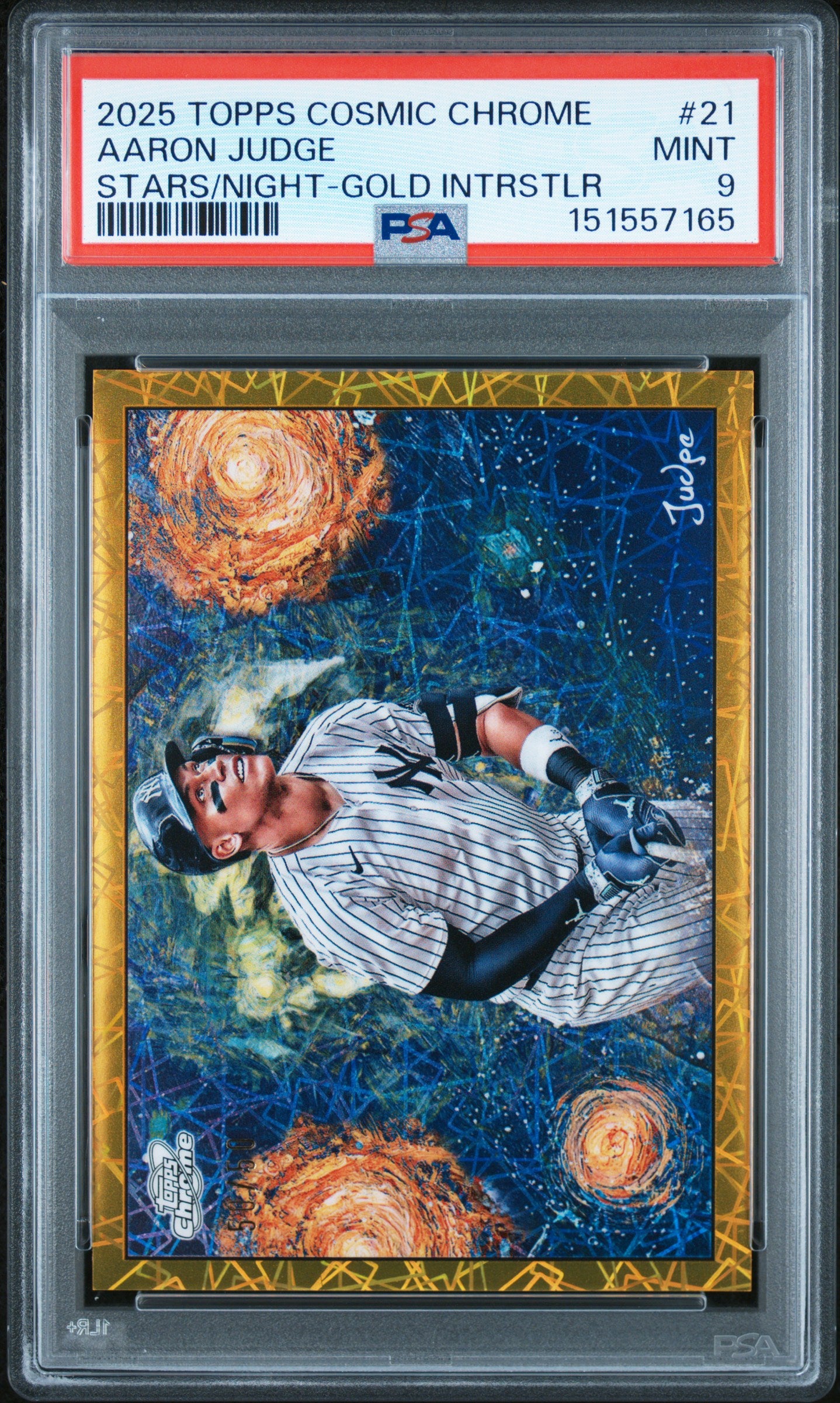 2025 Cosmic Chrome Aaron Judge 21 Stars in the Night Gold Interstellar PSA 9 /50