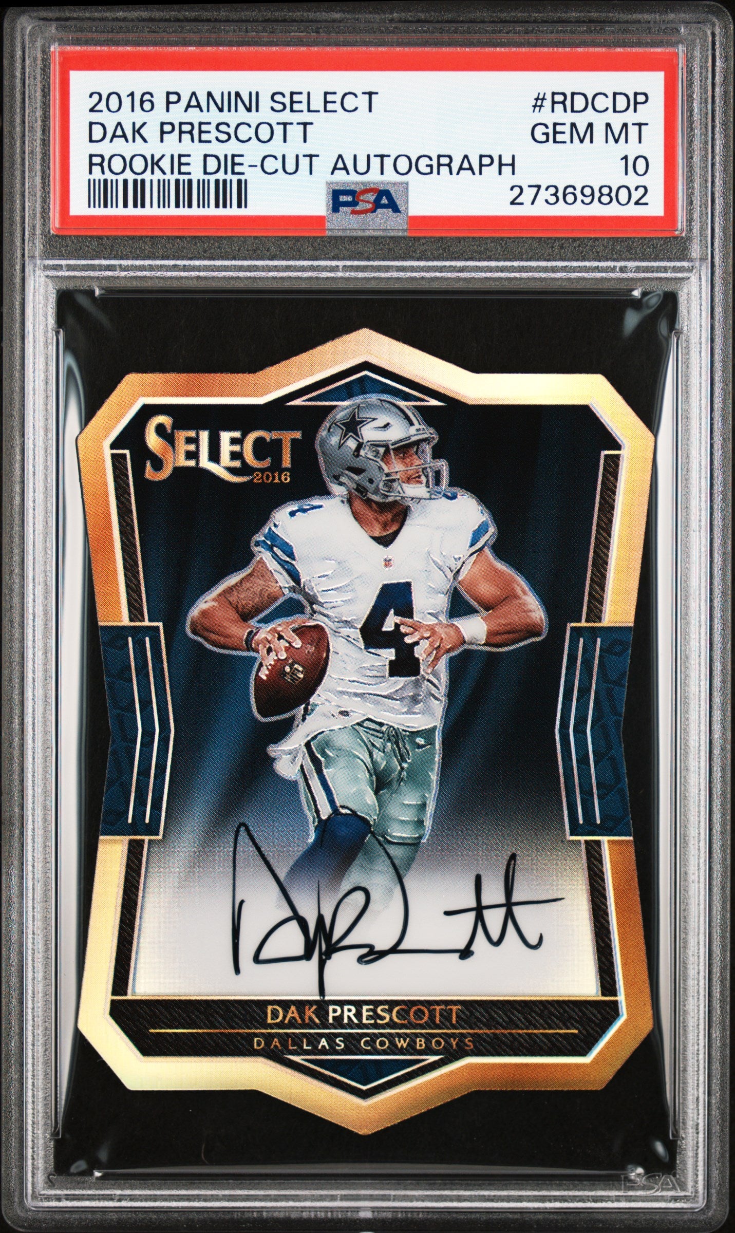 2016 Panini Select #RDC-DP Dak Prescott Rookie Die Cut Auto Prizm PSA 10 #/99