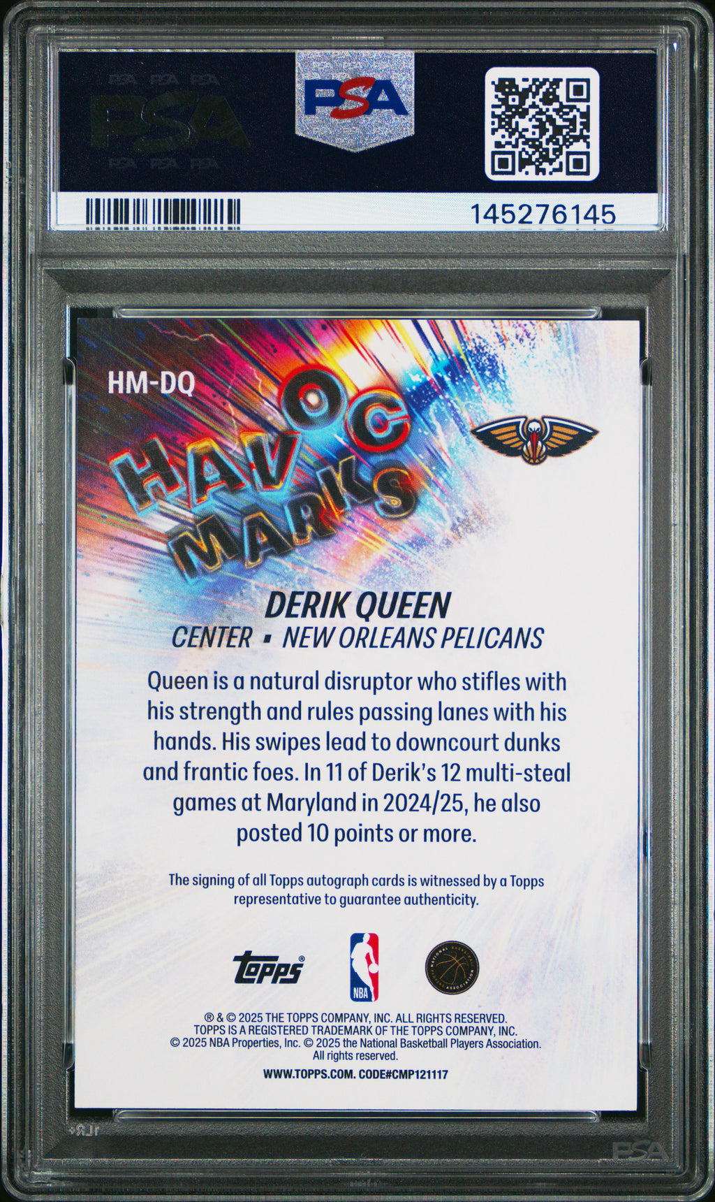 2025-26 Topps #HM-DQ Derik Queen Havoc Marks PSA 10