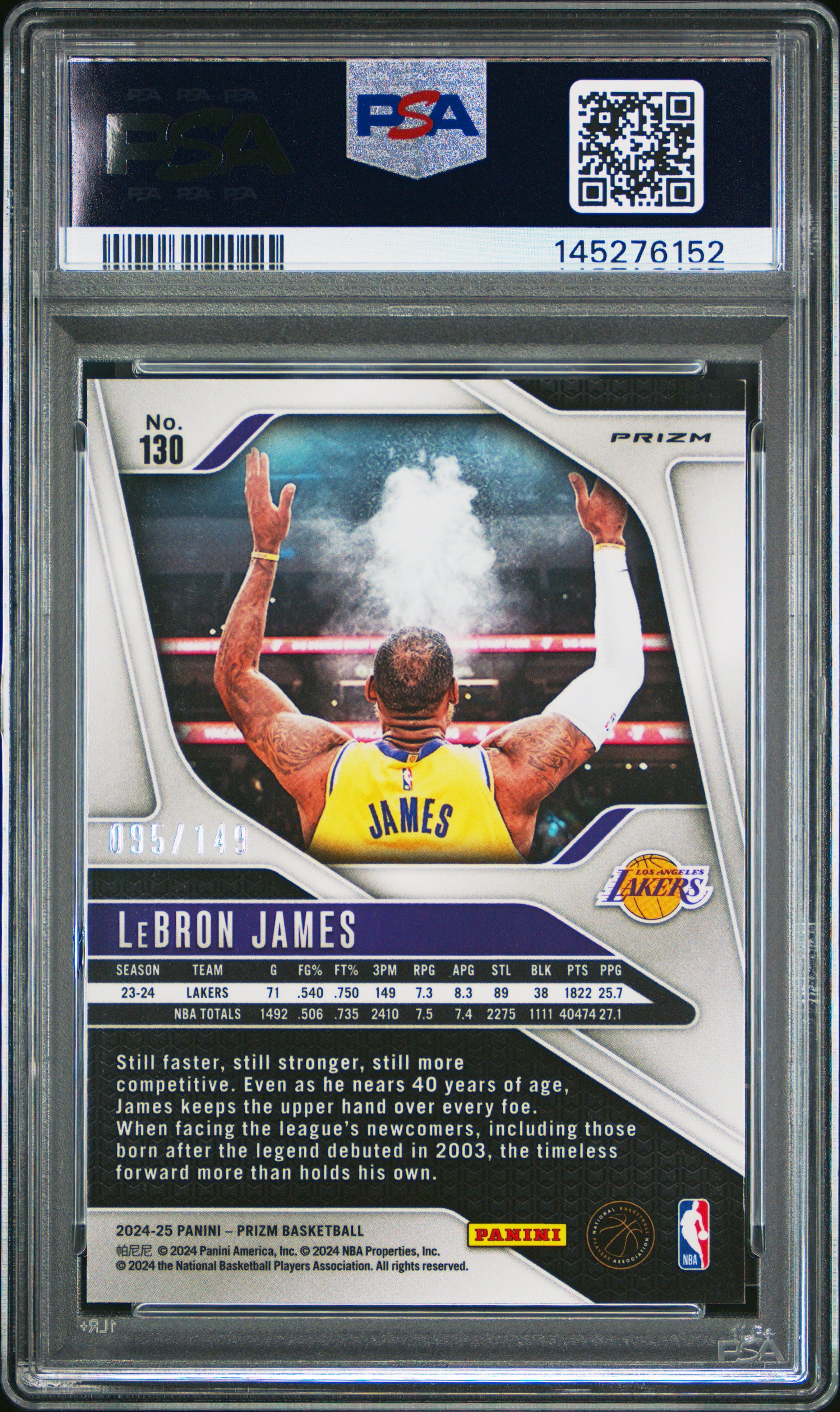 2024-25 Panini Prizm #130 LeBron James Prizms Purple Ice PSA 9 #/149