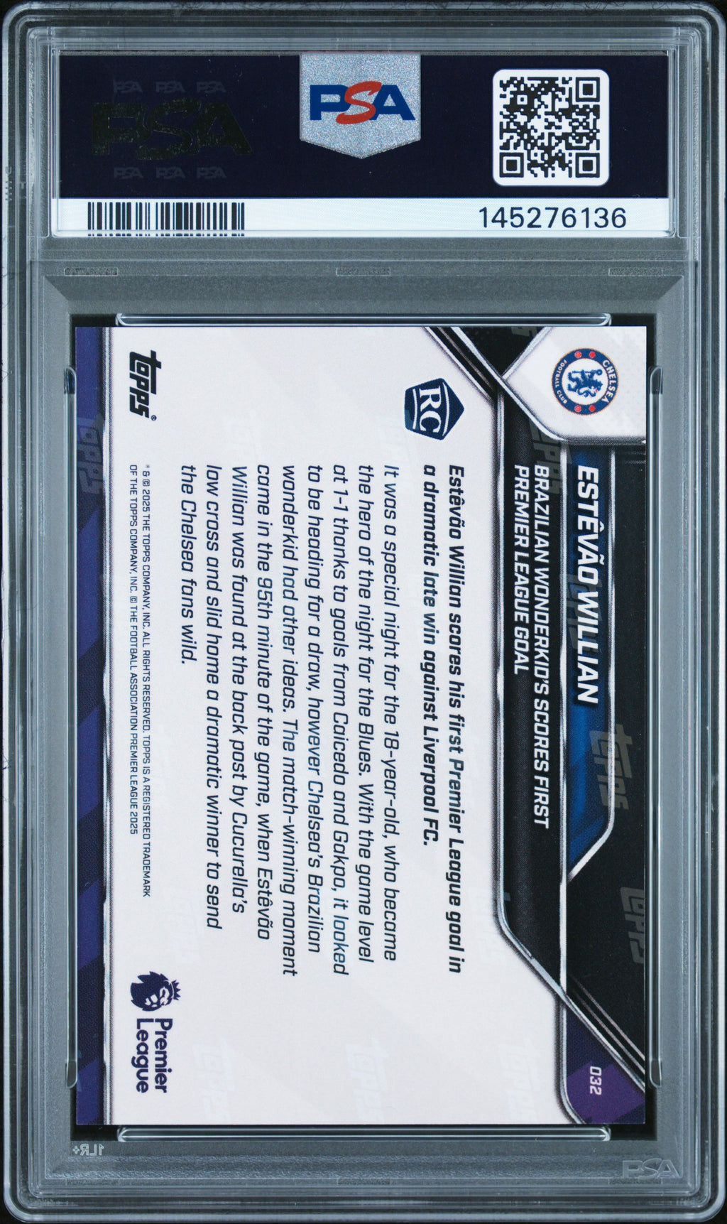2025-2026 Topps Now Premier League #32 Estevao PSA 9