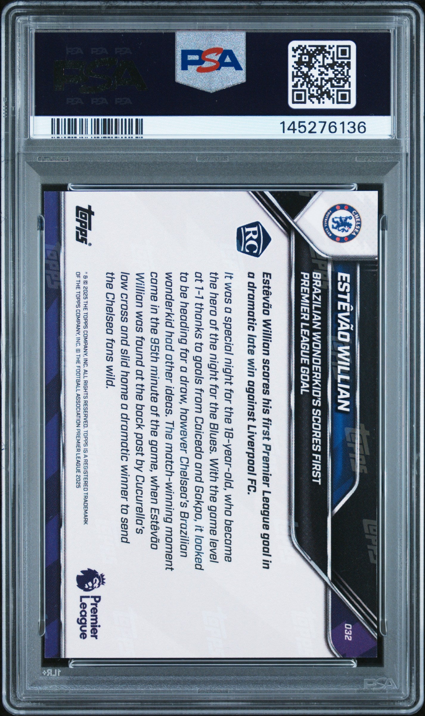 2025-2026 Topps Now Premier League #32 Estevao PSA 9