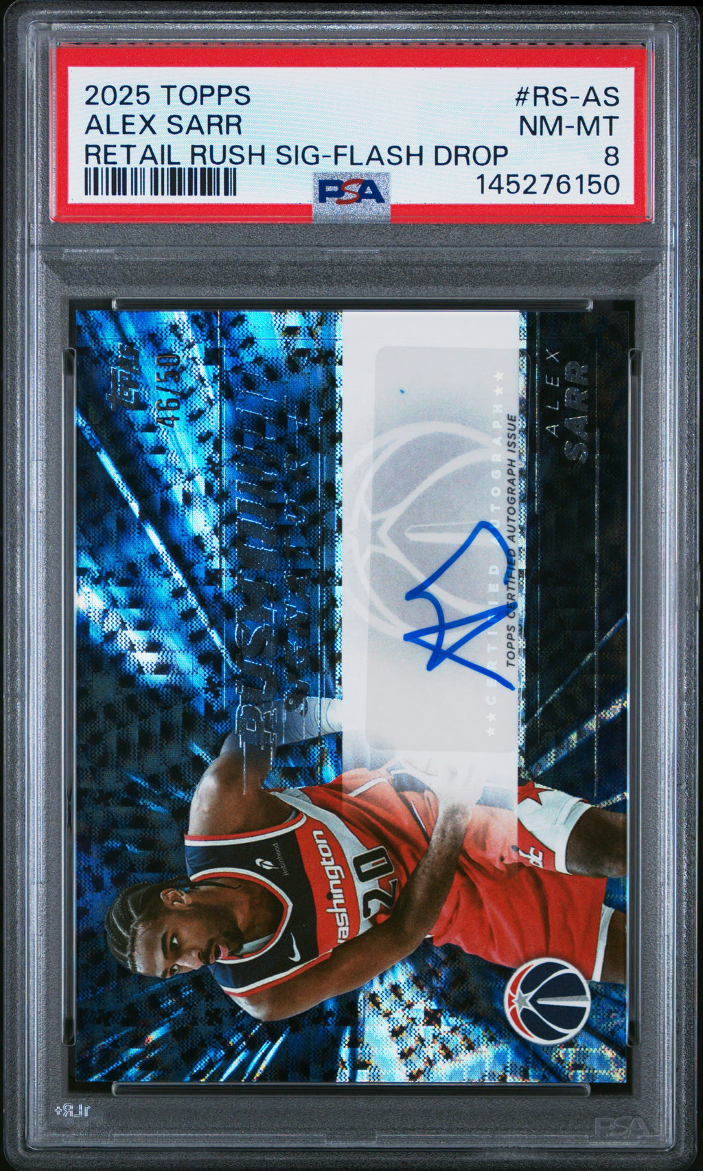 2025-26 Topps #RS-AS Alex Sarr Retail Rush Signatures Flash Drop /50 PSA 8