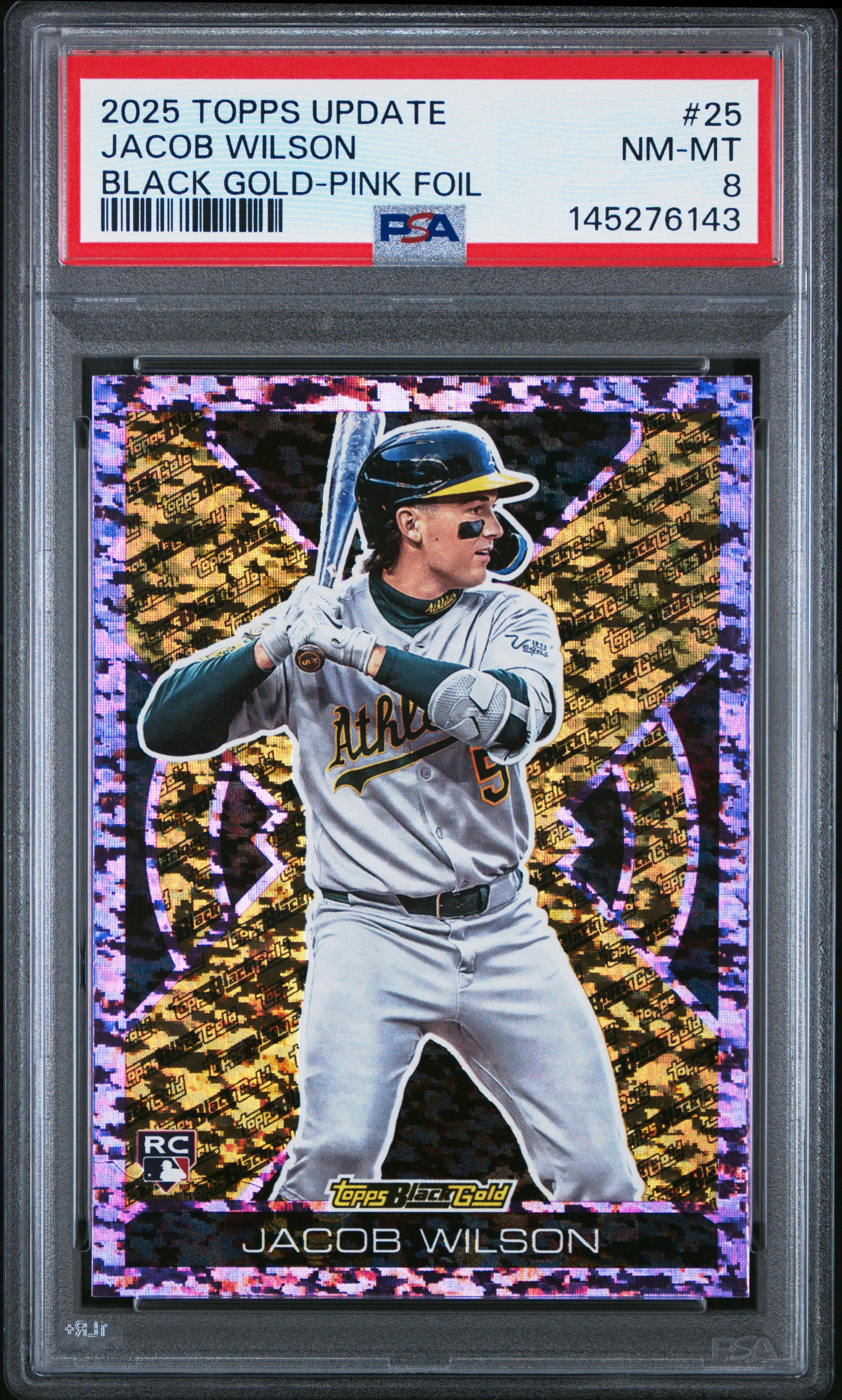 2025 Topps Update #BG-25 Jacob Wilson Topps Black Gold Pink Foil PSA 8