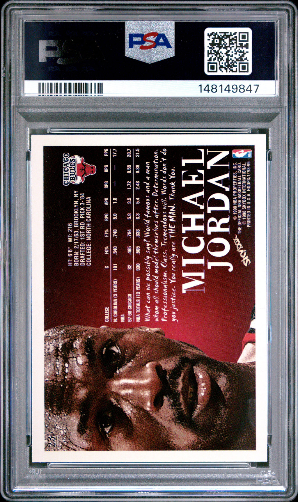 1998-99 Hoops #23 Michael Jordan PSA 8