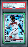 2020 Bowman Chrome #28 Ronald Acuña Jr. Green Refractor PSA 8 #/99