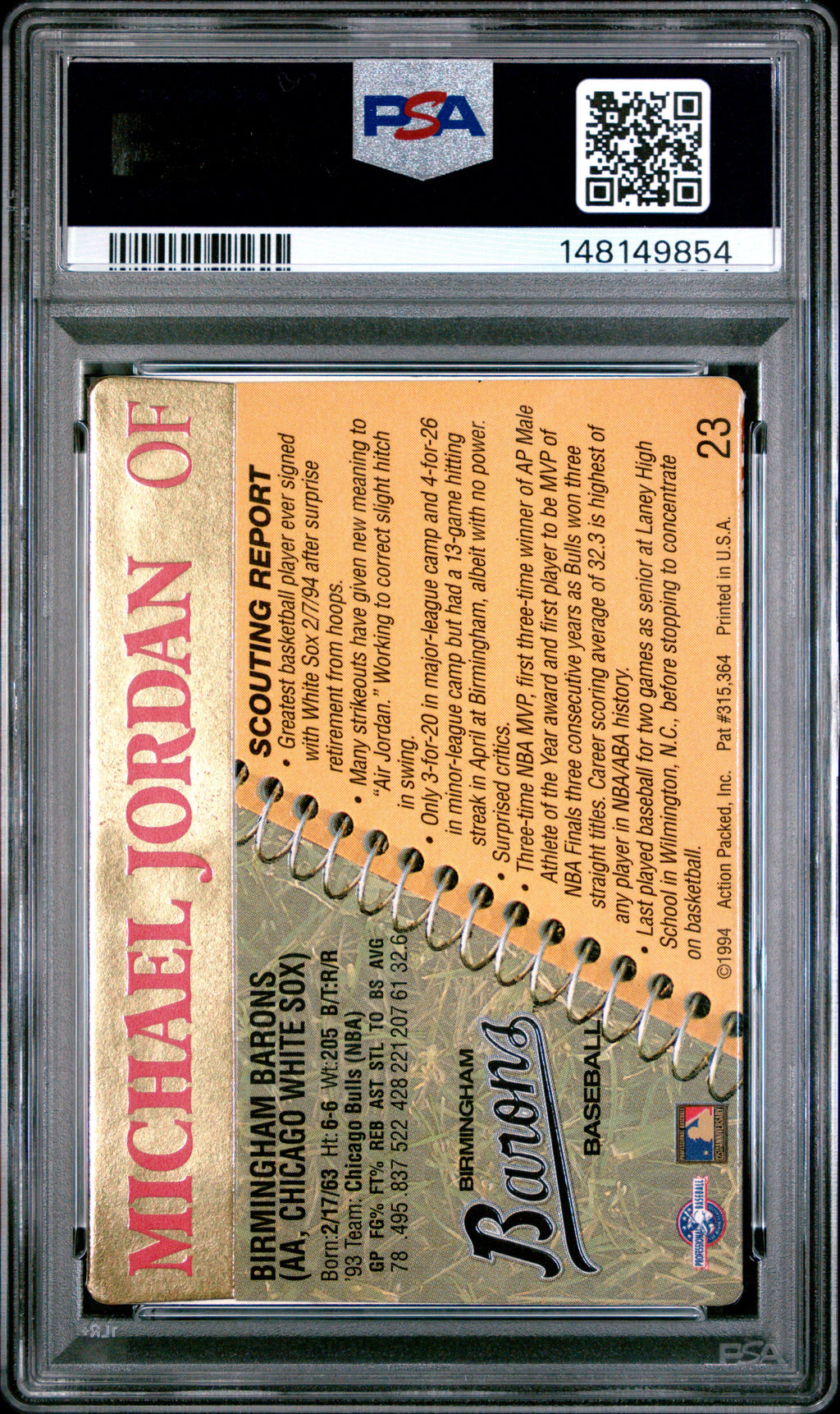 1994 Action Packed Minors #23 Michael Jordan PSA 8