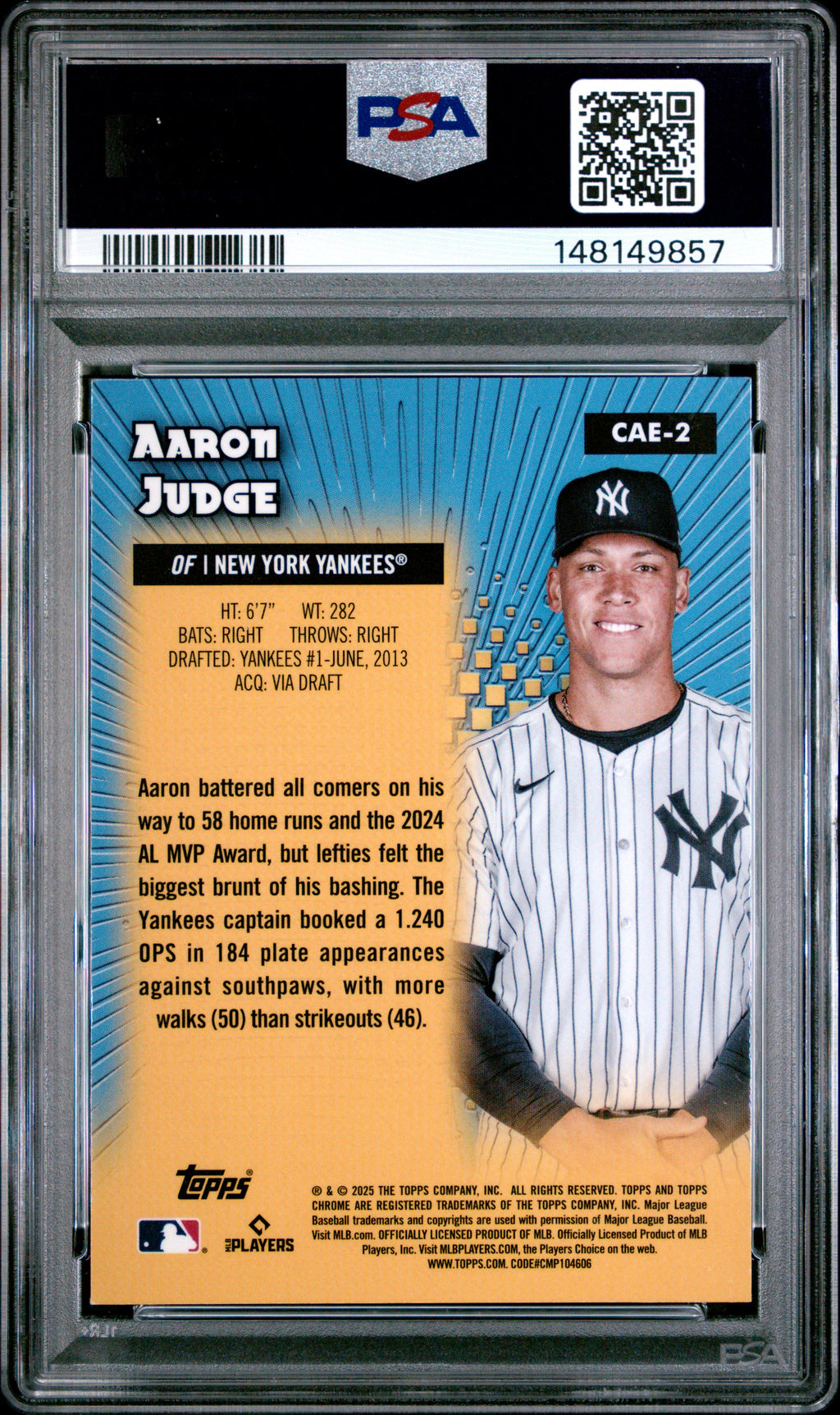 2025 Topps Chrome #CAE-2 Aaron Judge Chrome All-Etch Green Refractors PSA 9 #/99