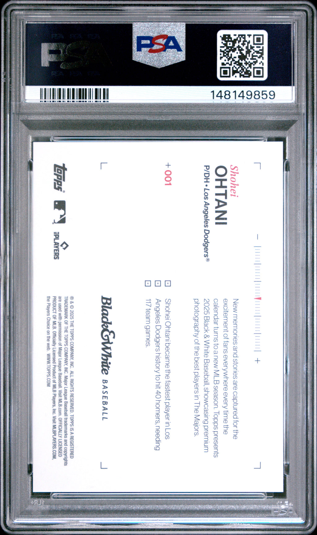 2025 Topps Black & White #001 Shohei Ohtani PSA 10