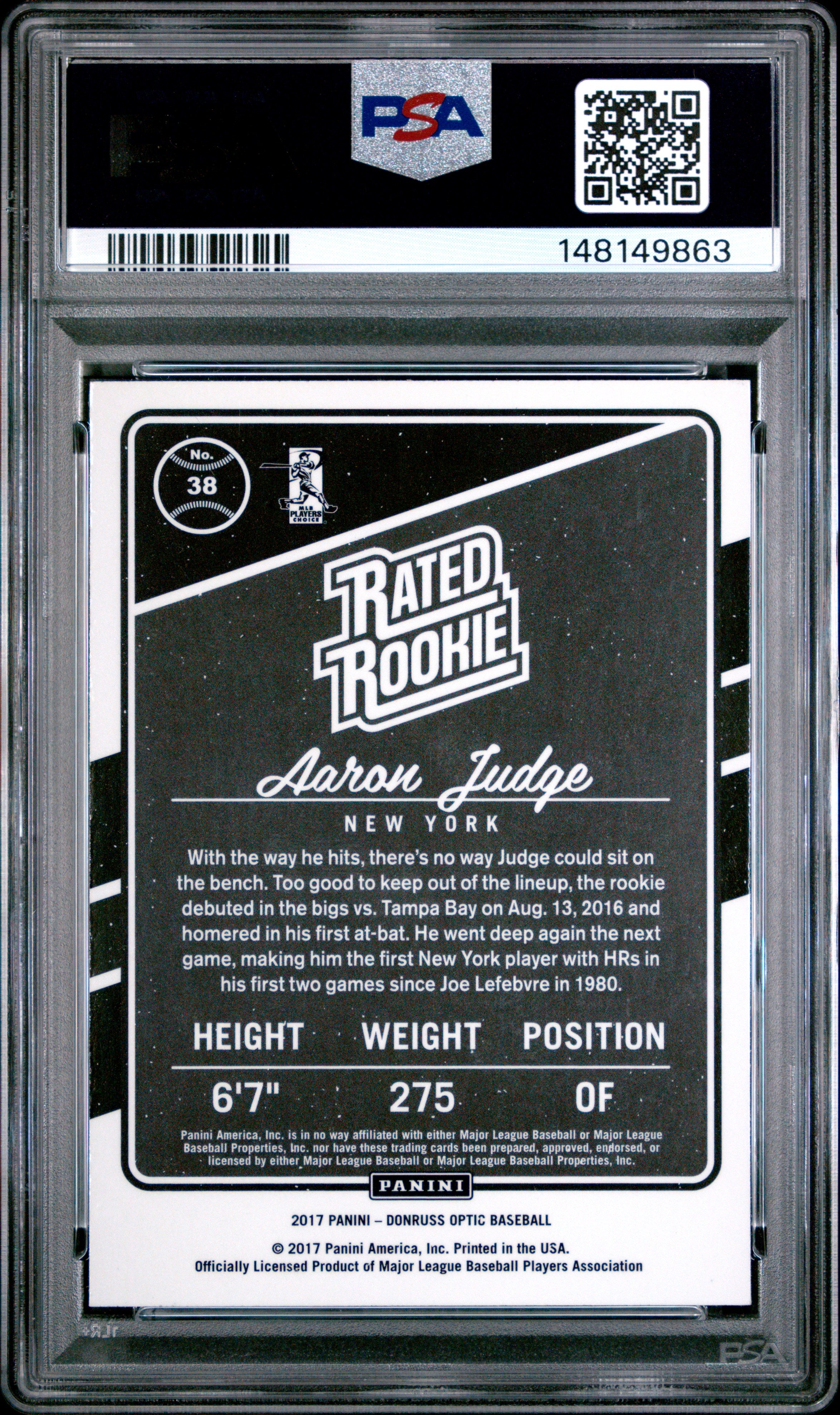 2017 Donruss Optic #38 Aaron Judge PSA 10