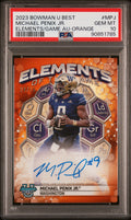 2023 Bowman Best Michael Penix Jr Elements of Greatness Auto Orange PSA 10 #/25