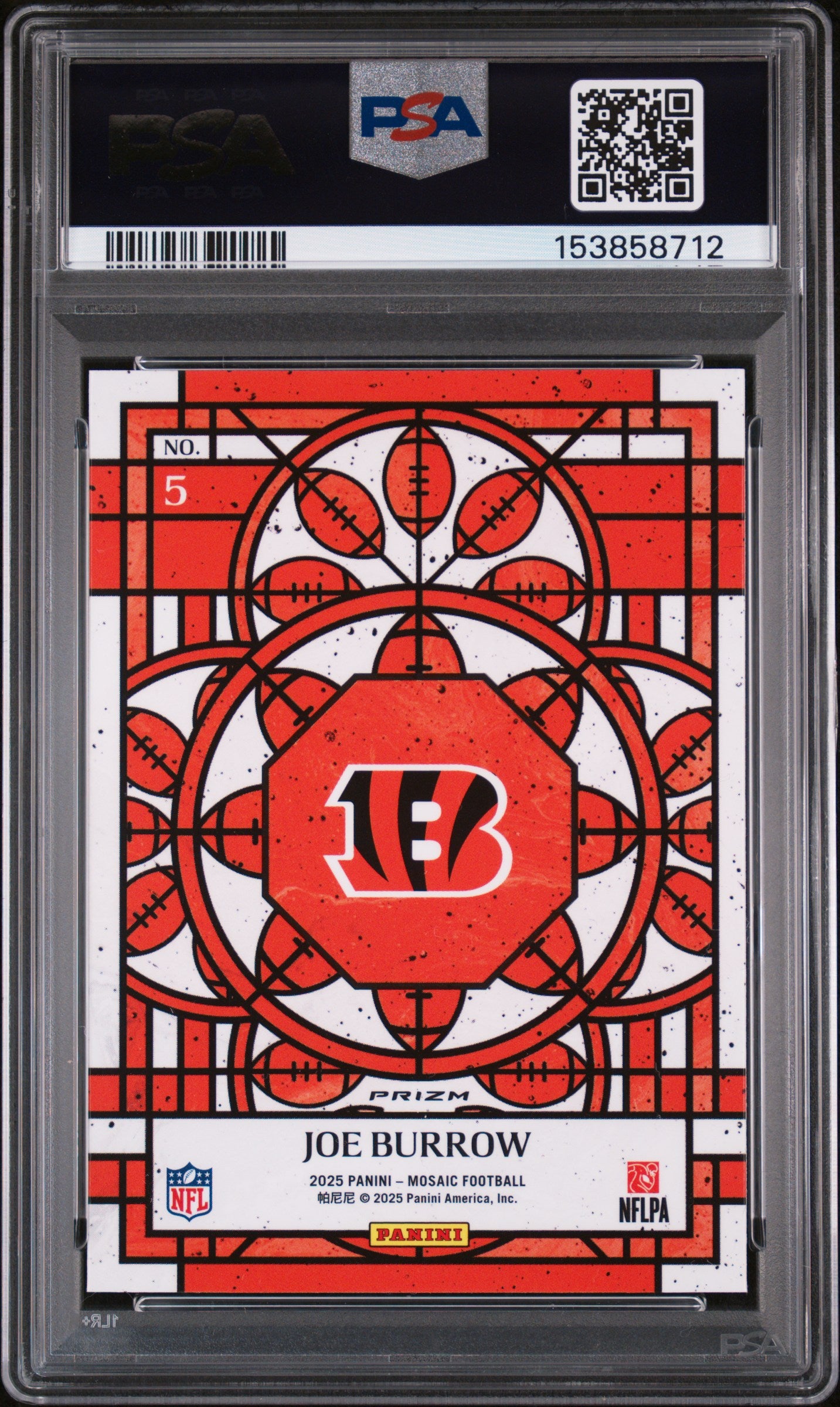 2025 Panini Mosaic #5 Joe Burrow Stained Glass PSA 10