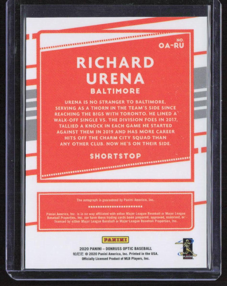 2020 Donruss Optic #OA-RU Richard Urena Optic Autographs