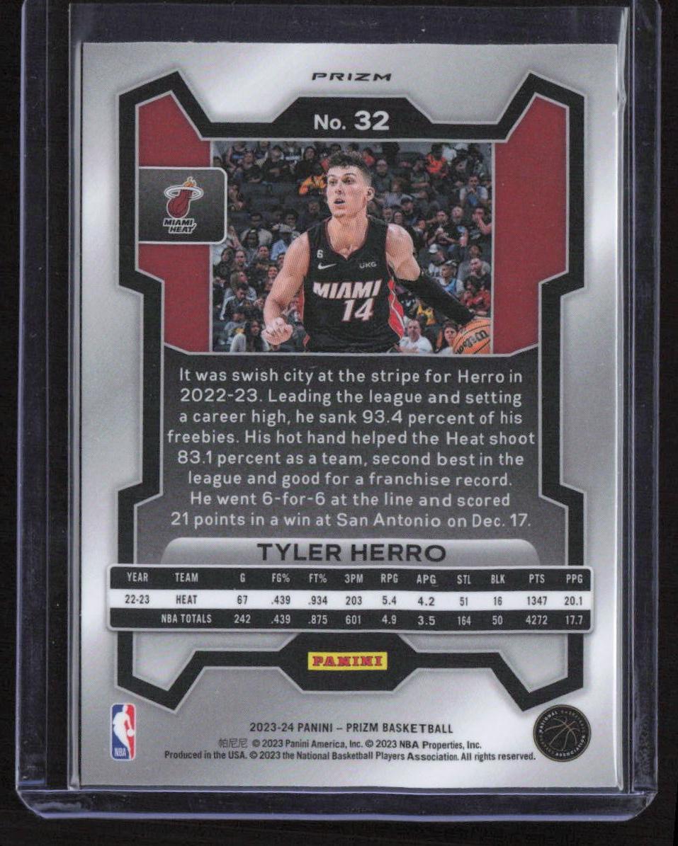 2023-24 Panini Prizm #32 Tyler Herro Prizms Silver