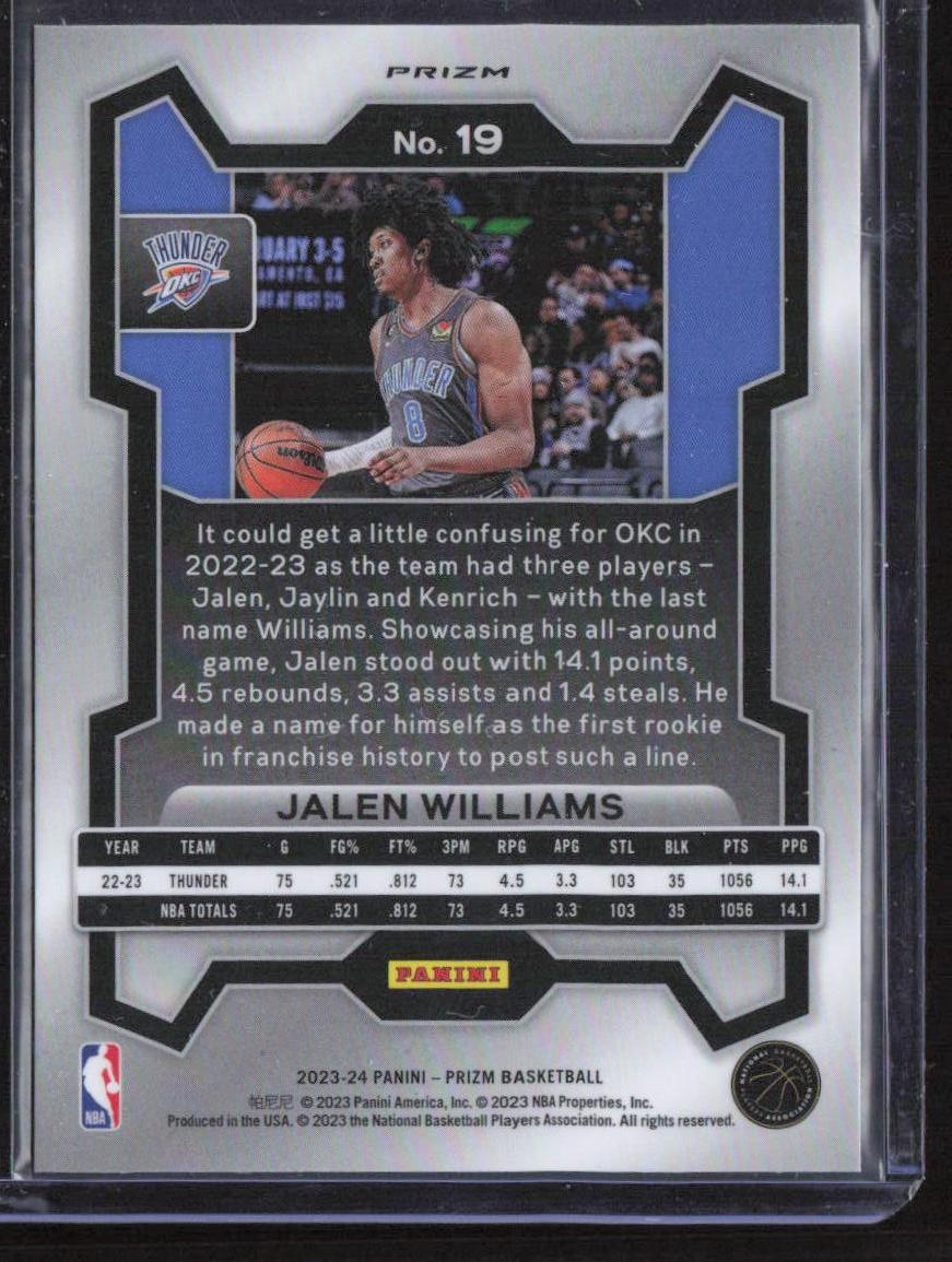 2023-24 Panini Prizm #19 Jalen Williams Prizms Silver