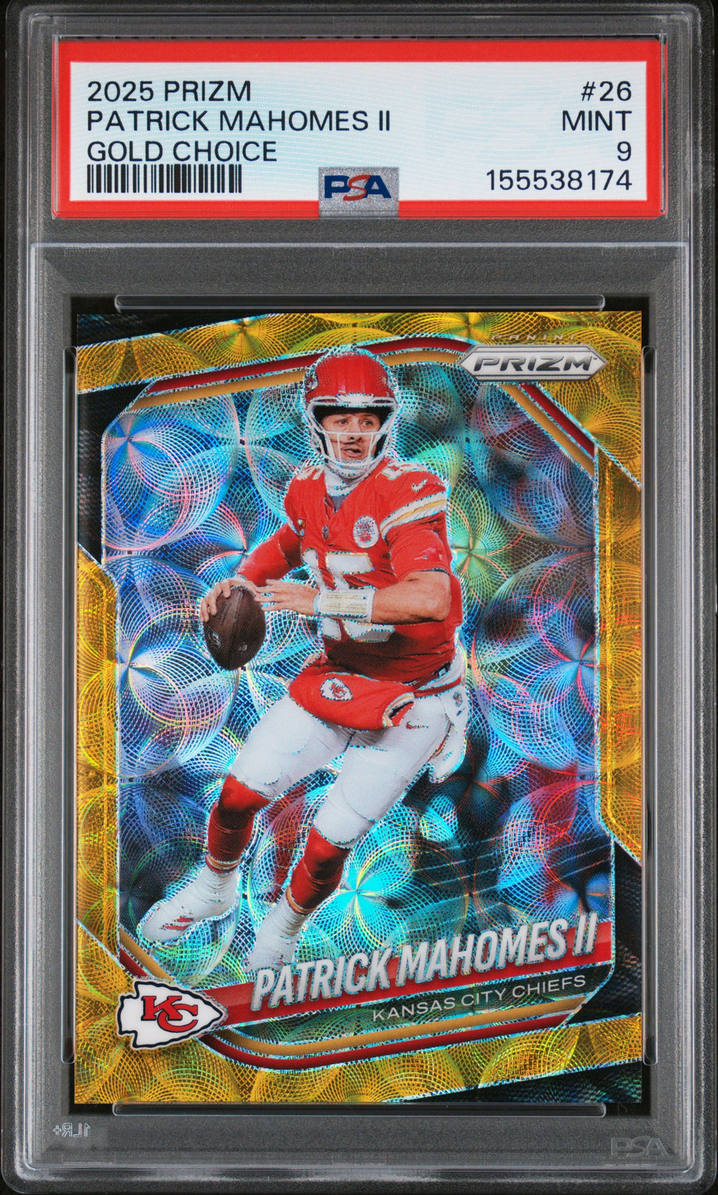 2025 Panini Prizm #26 Patrick Mahomes II Choice Gold PSA 9 #/10